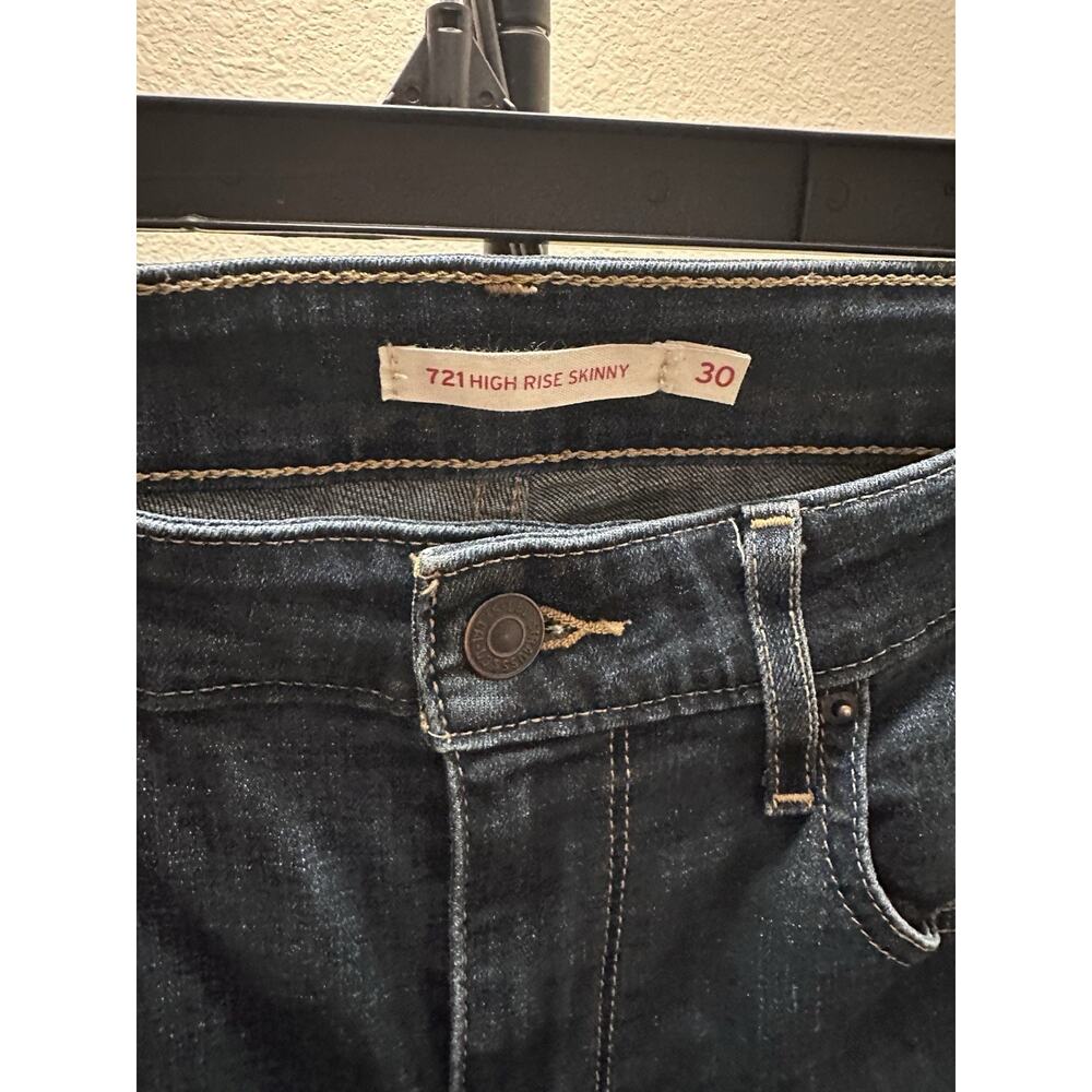 Levi's 721 High Rise Skinny Jeans Women's W30 L30 Dark Wash Blue Stretc - Picture 6 of 8